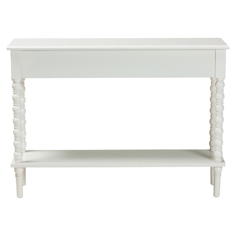 Baxton Studio Malinda White Wood 2-Drawer Console Table with Spindle Legs
