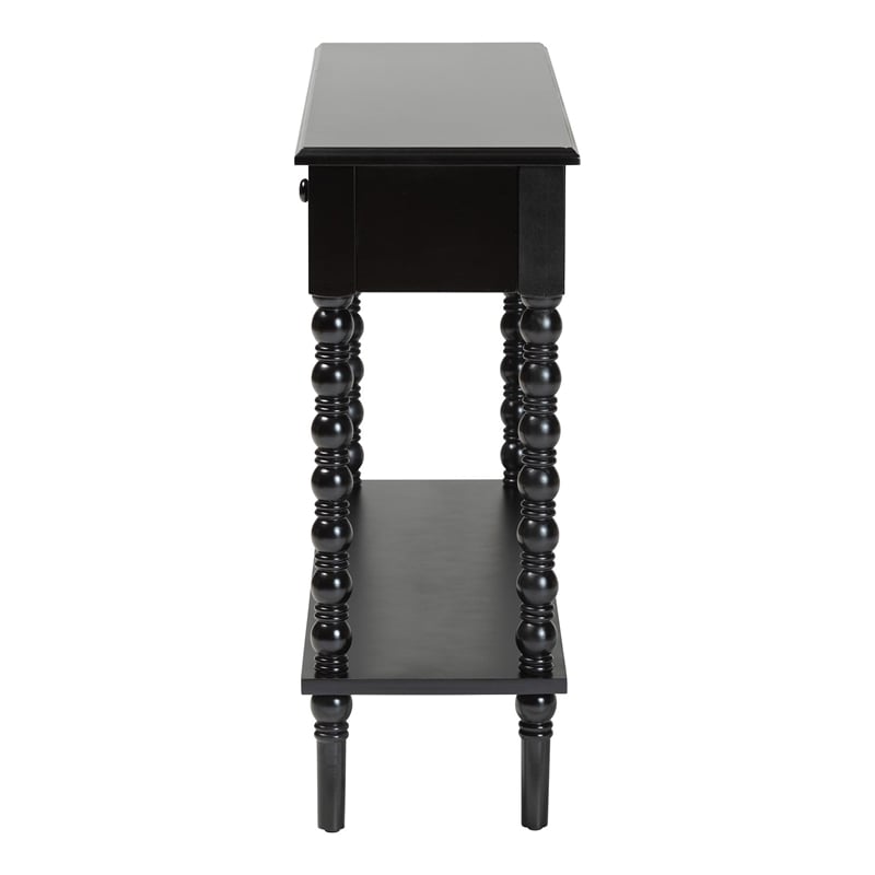 Baxton Studio Malinda Black Wood 2-Drawer Console Table with Spindle Legs