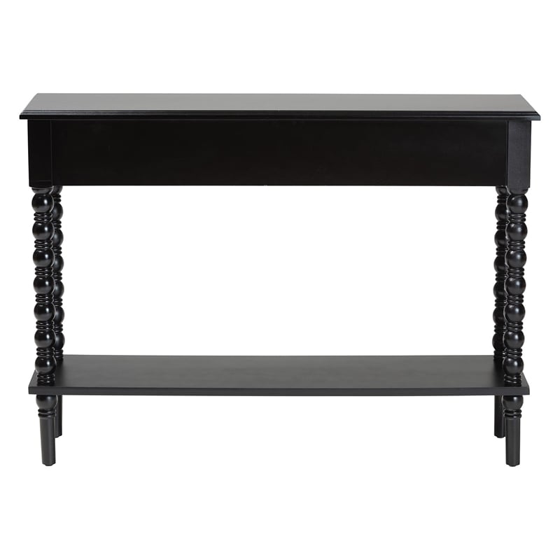 Baxton Studio Malinda Black Wood 2-Drawer Console Table with Spindle Legs