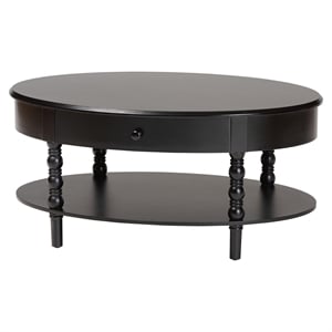 Baxton Studio Malinda Black Wood 1-Drawer Coffee Table with Spindle Legs