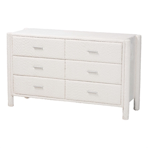 baxton studio laria modern white teddy-bear fabric 6-drawer dresser