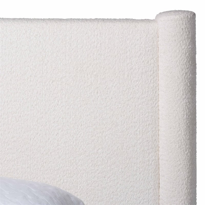 Baxton Studio Laria Modern White Teddy-Bear Fabric Queen Size Platform Bed