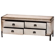 Baxton Studio Heaton Vintage Weathered White Canvas 4-Drawer Storage Bench