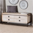 Baxton Studio Heaton Vintage Weathered White Canvas 4-Drawer Storage Bench