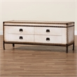 Baxton Studio Heaton Vintage Weathered White Canvas 4-Drawer Storage Bench