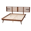 Baxton Studio Elvina Walnut Wood Queen Size Platform Bed with Built-In Shelves