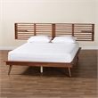 Baxton Studio Elvina Walnut Wood Queen Size Platform Bed with Built-In Shelves