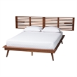 Baxton Studio Elvina Walnut Wood Queen Size Platform Bed with Built-In Shelves