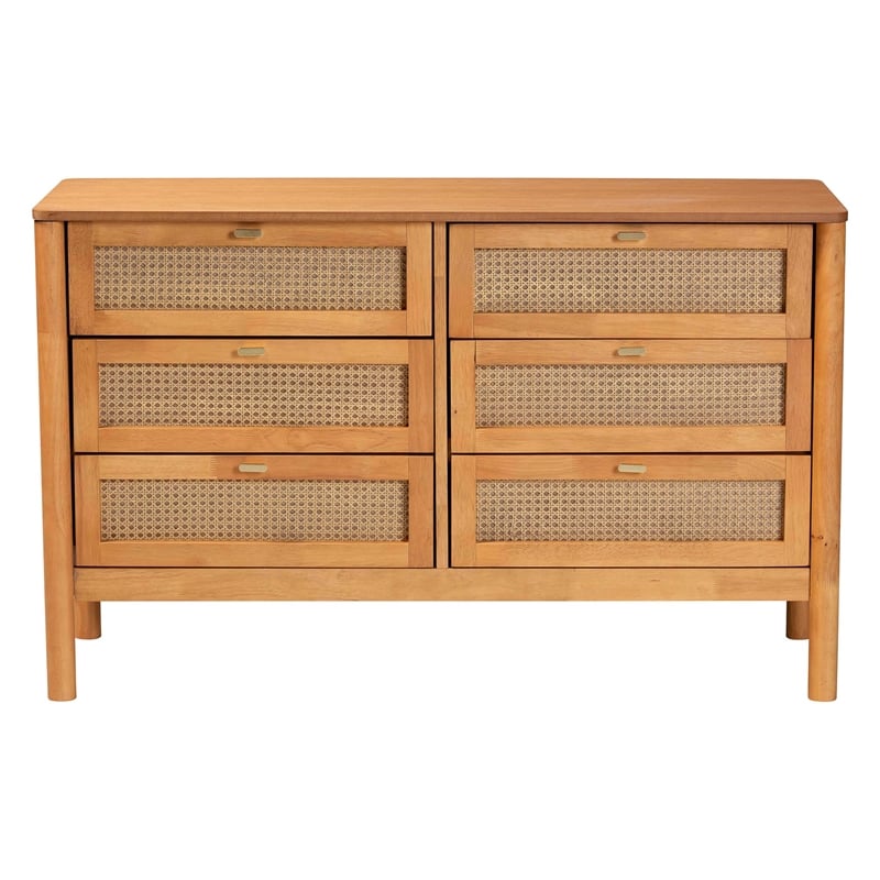 Baxton Studio Jenn Golden Brown Wood Japandi 6-Drawer Dresser