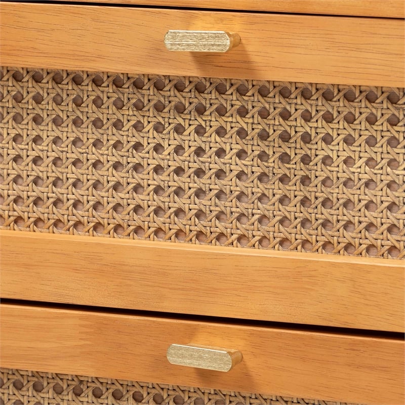 Baxton Studio Jenn Golden Brown Wood Japandi 6-Drawer Dresser