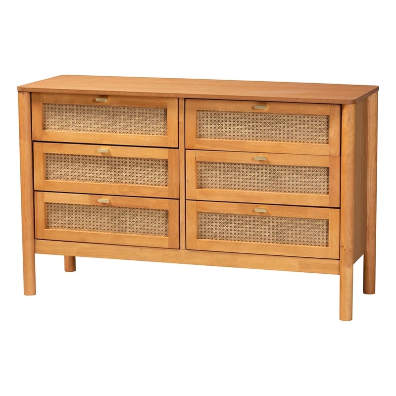 Baxton Studio Jenn Golden Brown Wood Japandi 6-Drawer Dresser