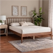 Baxton Studio Maeron Walnut Brown Queen Platform Bed with Spindle Headboard
