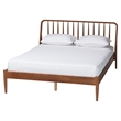 Baxton Studio Maeron Walnut Brown Queen Platform Bed with Spindle Headboard