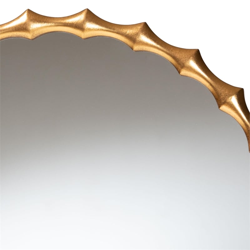 Baxton Studio Everette Antique Goldleaf Bamboo-Border Accent Wall Mirror