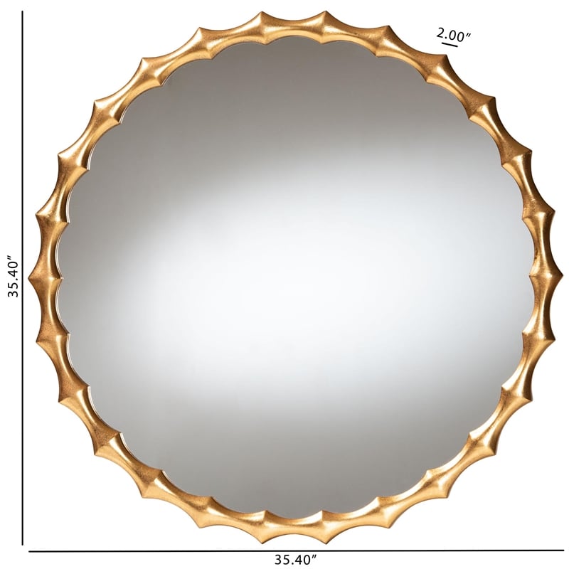 Baxton Studio Everette Antique Goldleaf Bamboo-Border Accent Wall Mirror
