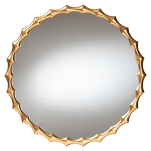Baxton Studio Everette Antique Goldleaf Bamboo-Border Accent Wall Mirror