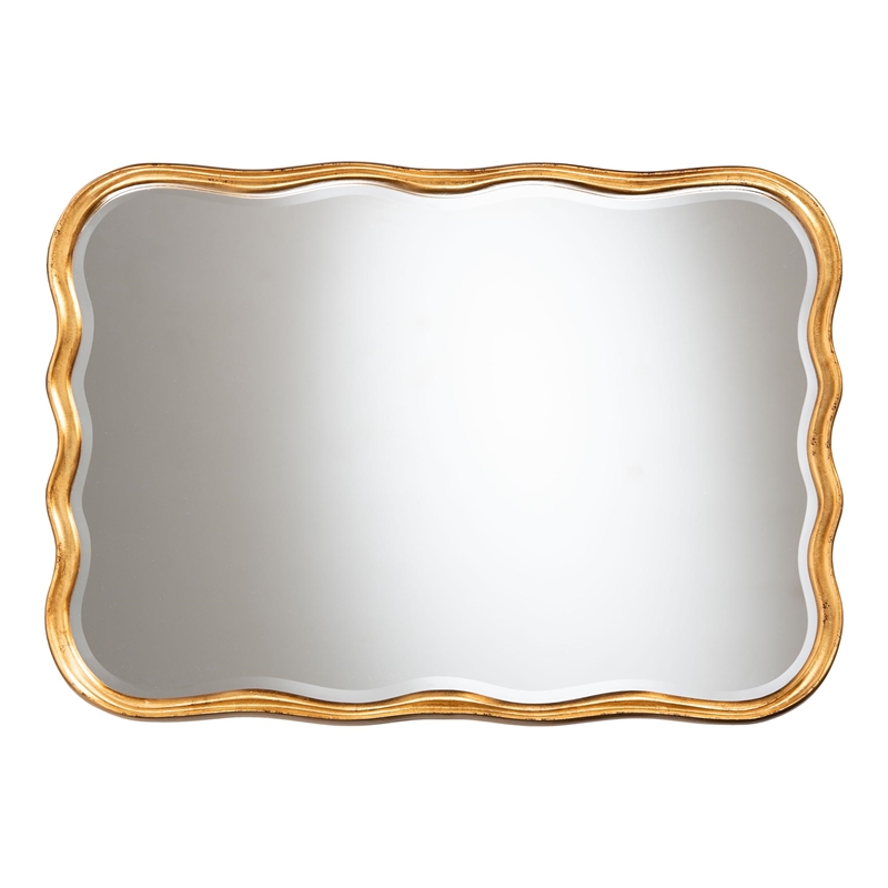 Baxton Studio Fredrika Antique Goldleaf Scalloped Wood Accent Wall Mirror