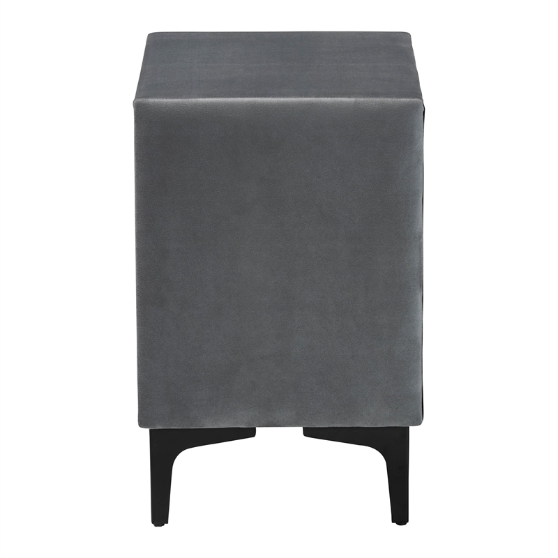 Baxton Studio Etienne Modern Slate Gray Velvet 2-Drawer Nightstand