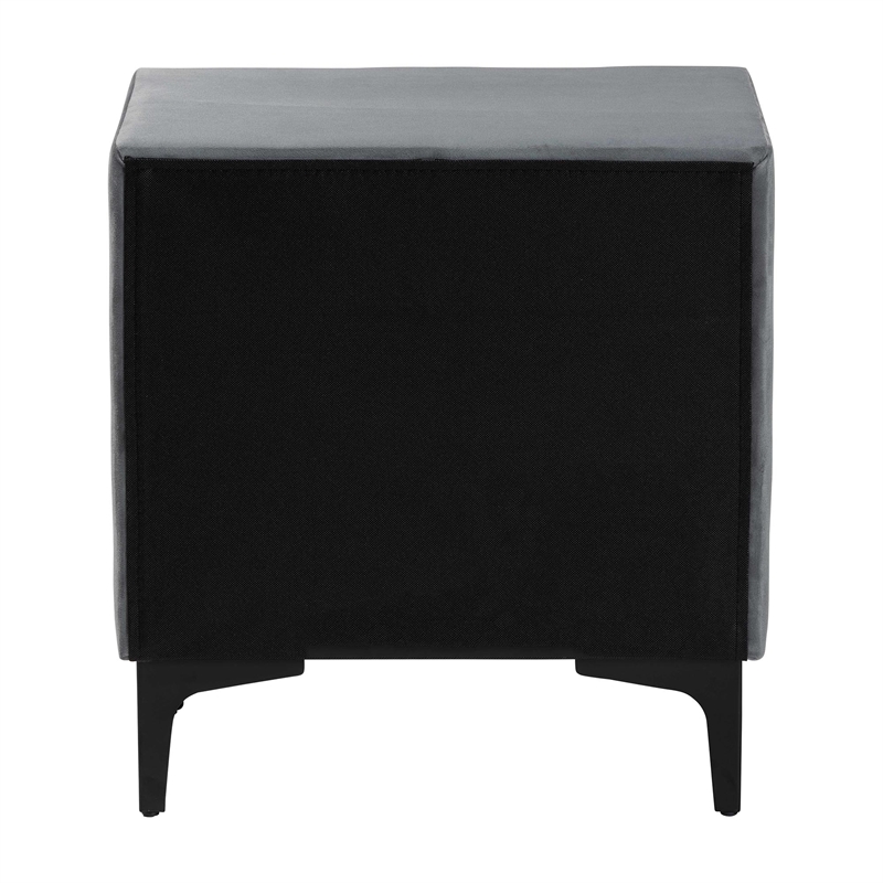 Baxton Studio Etienne Modern Slate Gray Velvet 2-Drawer Nightstand
