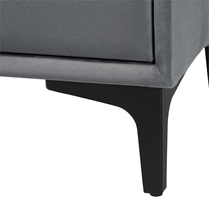 Baxton Studio Etienne Modern Slate Gray Velvet 2-Drawer Nightstand