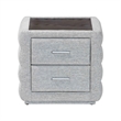 Baxton Studio Cadmus Light Gray Channel-Tufted Fabric 2-Drawer Nightstand