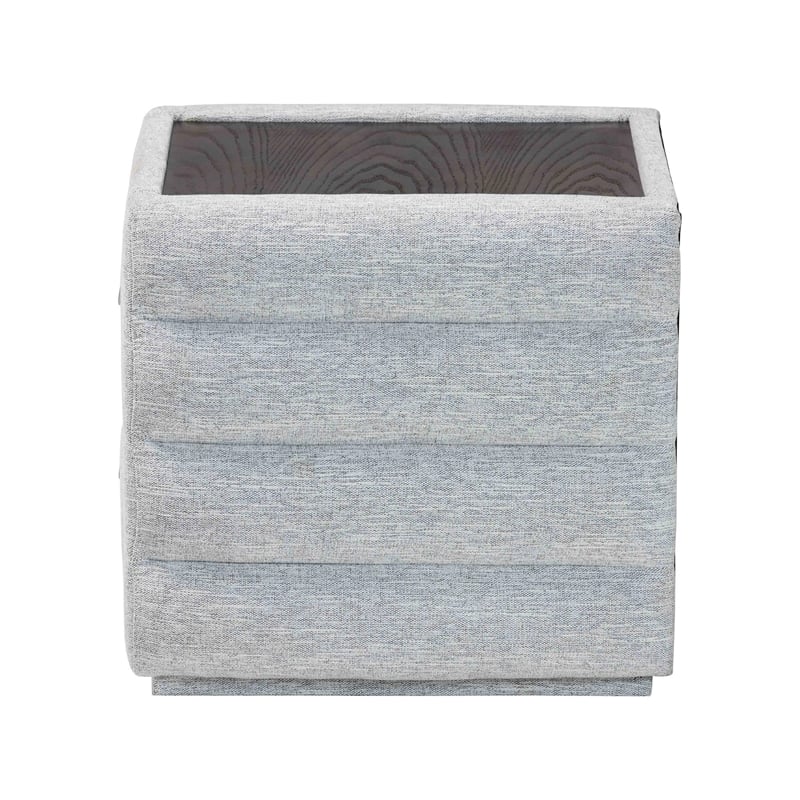 Baxton Studio Cadmus Light Gray Channel-Tufted Fabric 2-Drawer Nightstand