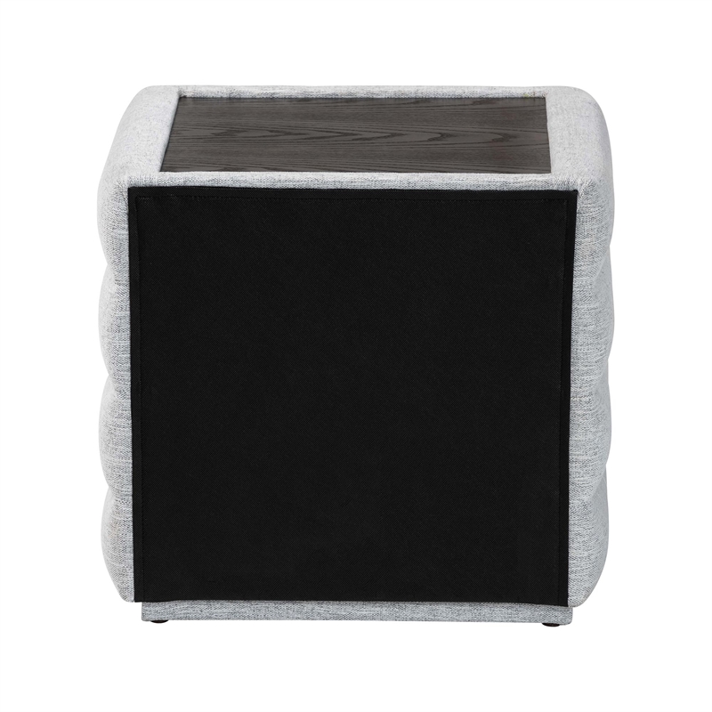 Baxton Studio Cadmus Light Gray Channel-Tufted Fabric 2-Drawer Nightstand