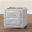 Baxton Studio Cadmus Light Gray Channel-Tufted Fabric 2-Drawer Nightstand