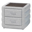 Baxton Studio Cadmus Light Gray Channel-Tufted Fabric 2-Drawer Nightstand