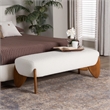 Baxton Studio Vinicio Mid-Century Modern Cream Boucle Accent Bench