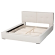 Baxton Studio Laverick Cream Boucle Queen Platform Bed with Border Piping