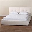 Baxton Studio Laverick Cream Boucle Queen Platform Bed with Border Piping