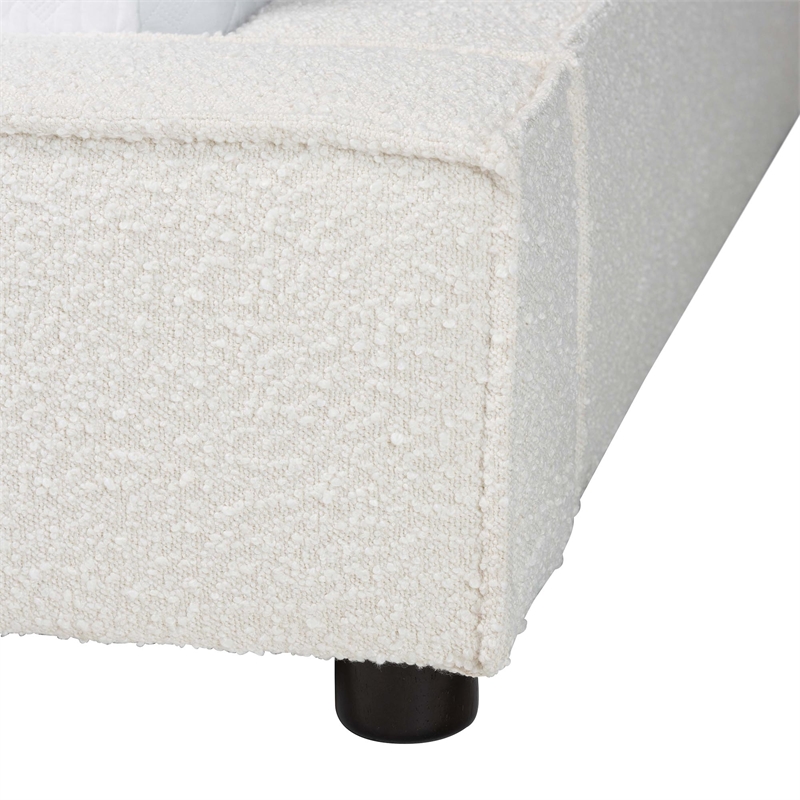Baxton Studio Bardia Modern Cream Boucle Queen Platform Bed with Wide Railing