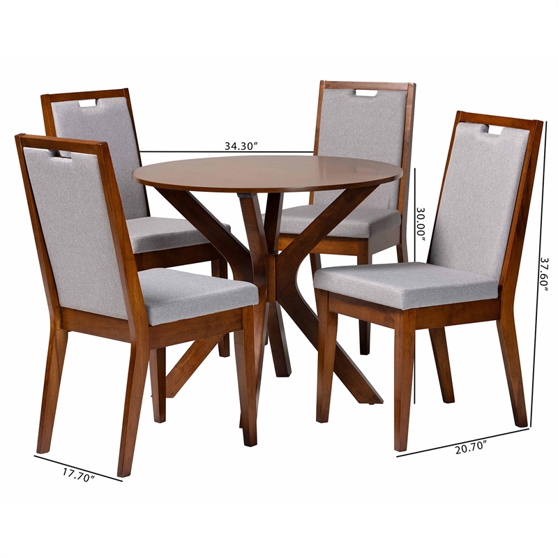 Baxton Studio Eira Modern Grey and Walnut Brown Wood 5-Piece Dining Set