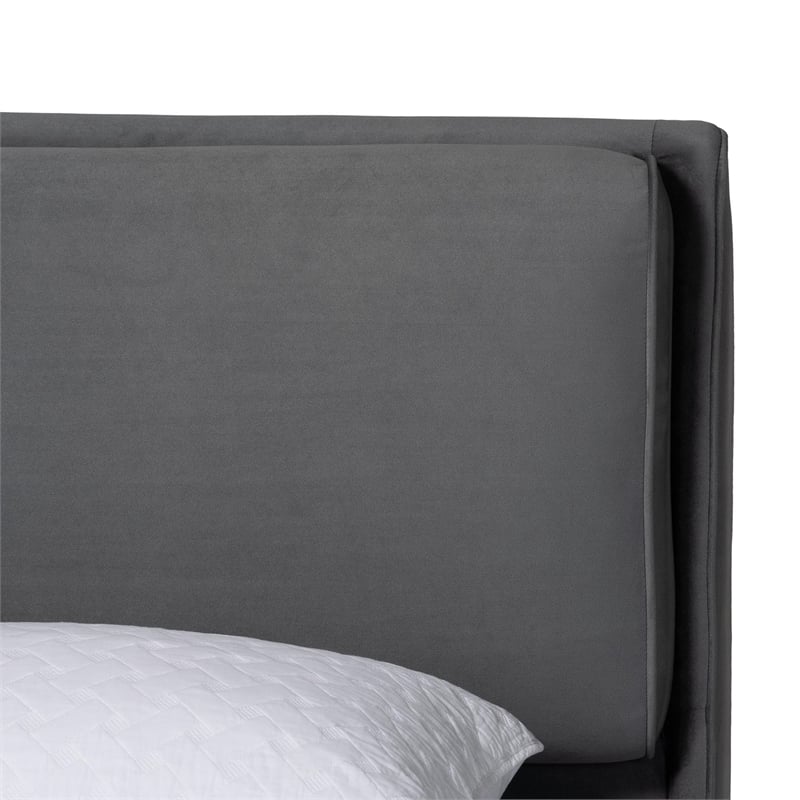 Baxton Studio Etienne Modern Slate Gray Velvet Queen Platform Bed