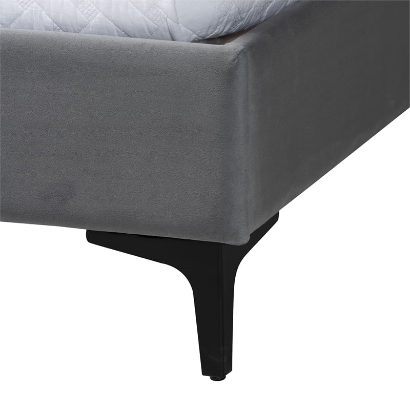 Baxton Studio Etienne Modern Slate Gray Velvet Queen Platform Bed