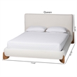 Baxton Studio Vinicio Mid-Century Modern Cream Boucle Queen Platform Bed