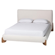 Baxton Studio Vinicio Mid-Century Modern Cream Boucle Queen Platform Bed