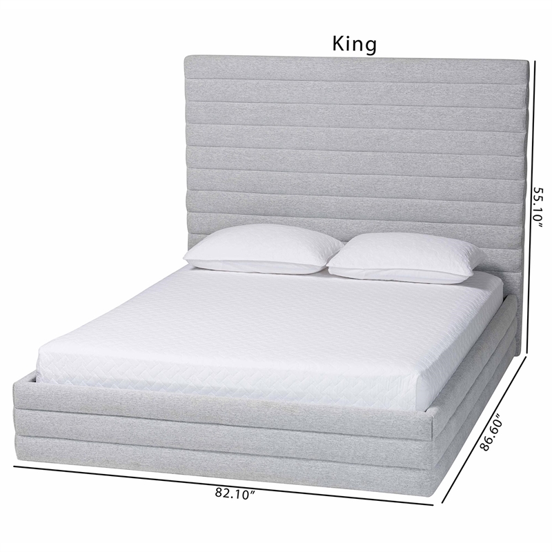 Baxton Studio Cadmus Modern Light Gray Channel-Tufted Fabric King Platform Bed