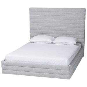 Baxton Studio Cadmus Modern Light Gray Channel-Tufted Fabric King Platform Bed