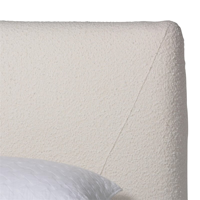 Baxton Studio Vinicio Modern Cream Boucle and King 2-Piece Bedroom Set