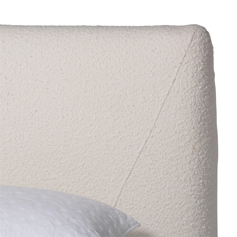 Baxton Studio Vinicio Mid-Century Modern Cream Boucle King Platform Bed