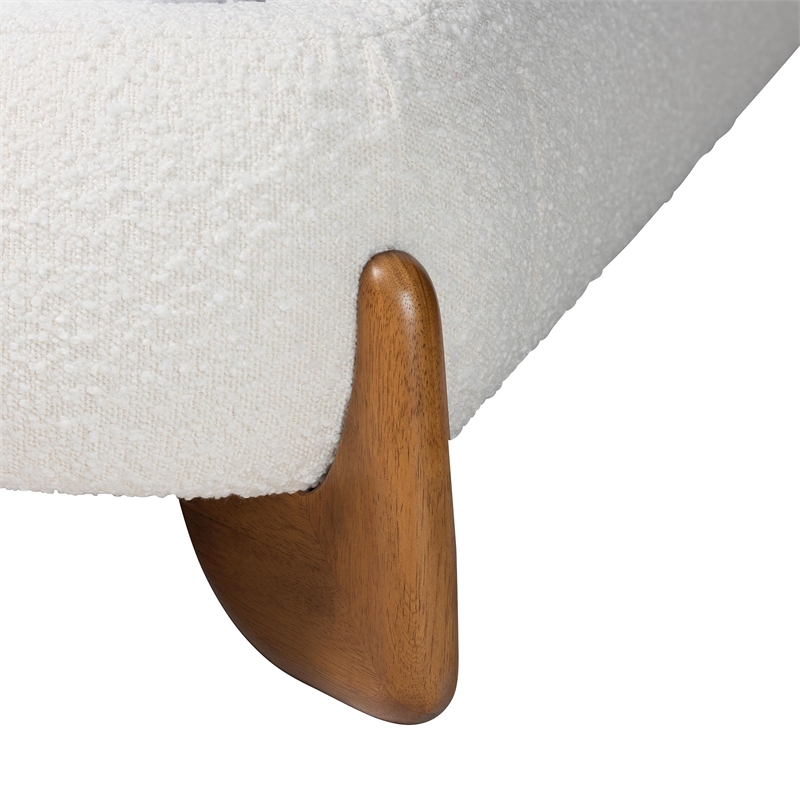 Baxton Studio Vinicio Mid-Century Modern Cream Boucle King Platform Bed