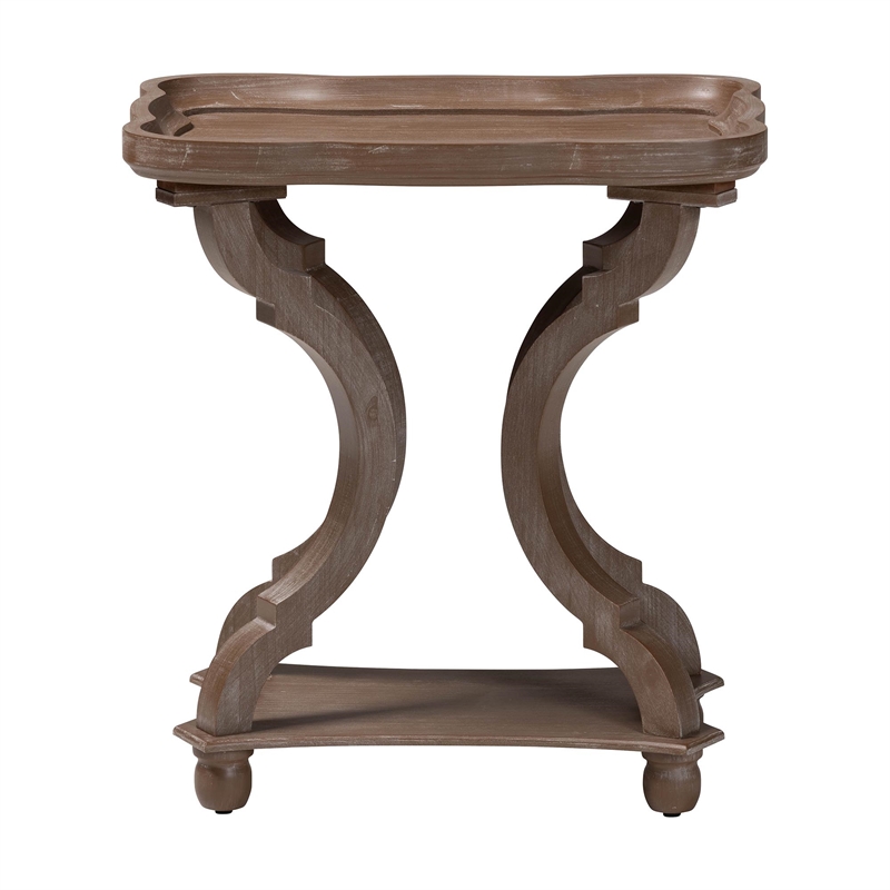 Baxton Studio Yannick French Country Antique Brown Wood End Table
