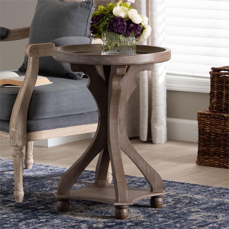 Baxton Studio Westlyn French Country Antique Brown Wood End Table