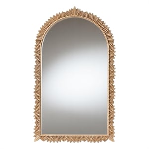 Baxton Studio Caitlin Gold Wood Arch Accent Wall Mirror with Carved Leaf Border