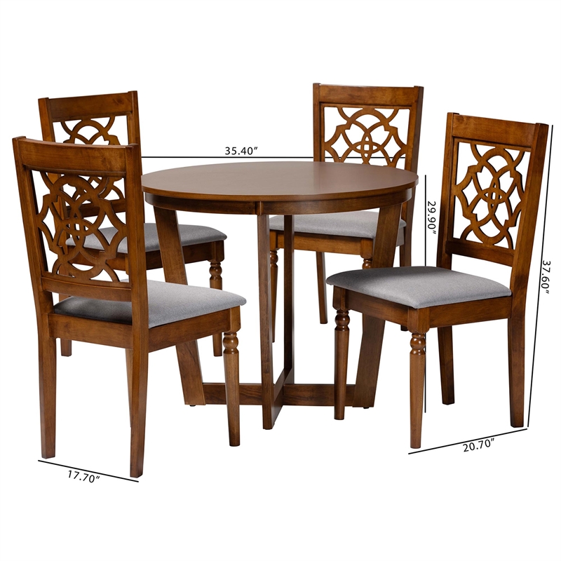 Baxton Studio Valerie Modern Grey and Walnut Brown Wood 5-Piece Dining Set