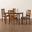 Baxton Studio Renaud Modern Grey and Walnut Brown Wood 5-Piece Dining Set
