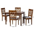 Baxton Studio Renaud Modern Grey and Walnut Brown Wood 5-Piece Dining Set