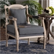 Baxton Studio Clemence Gray Fabric Whitewashed Mahogany Wood Armchair
